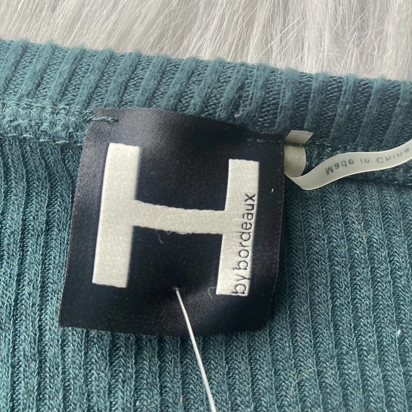 H By Bordeaux Shirt Womens Sz Small Loose Fit Long Sleeve Top Teal Ribbed New - Picture 5 of 12
